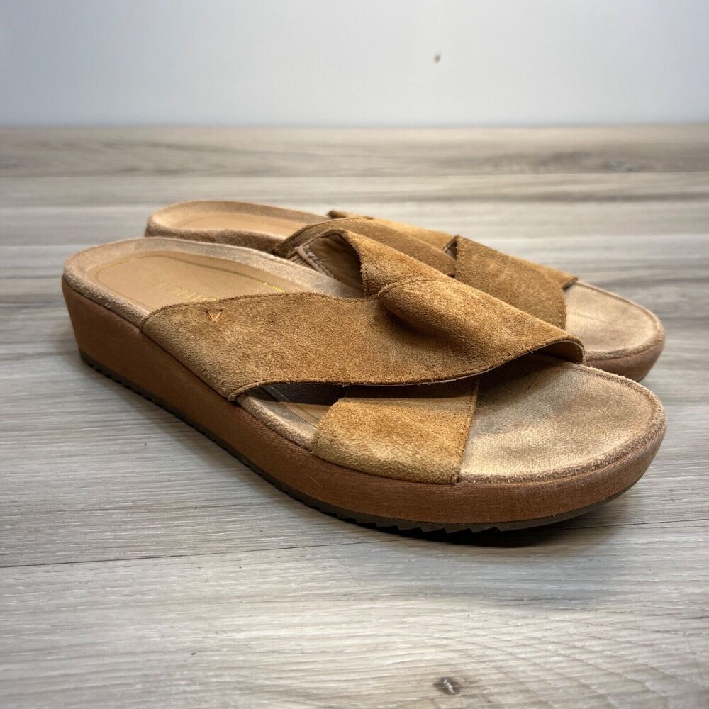 Vionic Women's Toffee Suede Leather Hayden Platform Sandals Size 10
